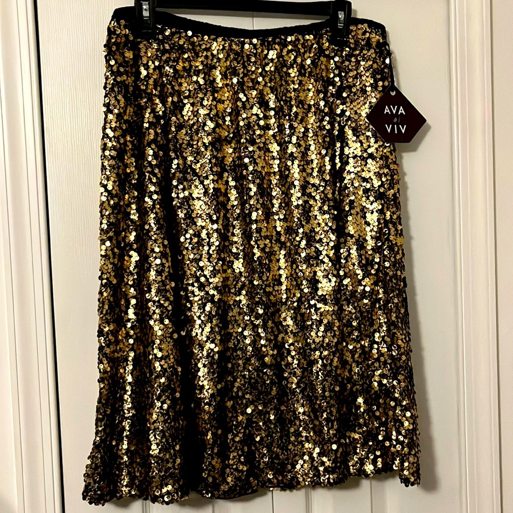 🔥🔥🔥 gold Ava & Viv gold sequin skirt